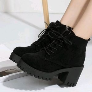 Suede Chunky Laced Boots